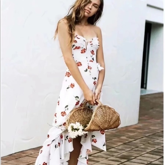 Foxy Cherry Blossom White Ruffled Strapless Dress - Picture 6 of 8